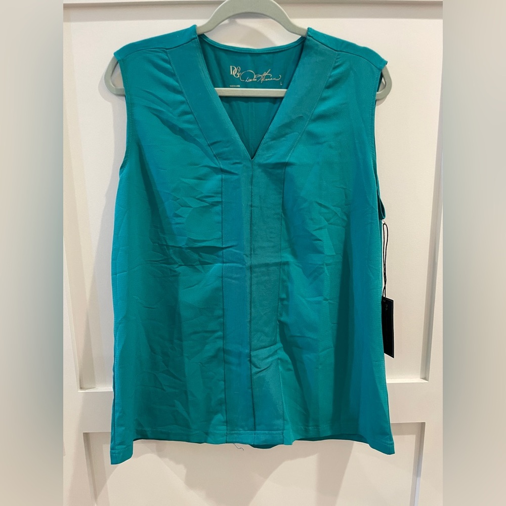 NWT DG2 Teal Green Tank Sleeveless Blouse L